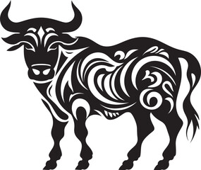 Tribal Tradition Vector Bull Emblem Inspired by Tahiti Island Majesty Tahitian Bull Graphic Logo