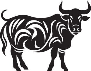 Tropic Tribute Tahiti Style Bull Icon Design Tribal Tradition Vector Bull Emblem Inspired by Tahiti