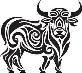 Polynesian Pride Bull Vector Logo with Tahitian Flair Tropic Tribute Tahiti Style Bull Icon Design