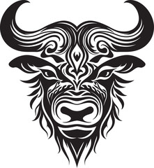 Tribal Tropics Bull Graphic Emblem in Tahiti Style Pacific Pulse Tahiti Style Bull Vector Icon