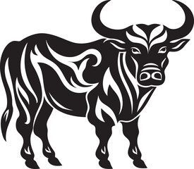 Tiki Toro Bull Graphic in Tahiti Style Pacifica Prowess Vector Bull Design with Tahiti Influence