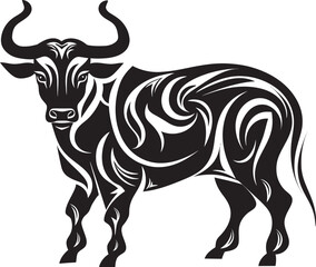 Exotic Elegance Tahiti Inspired Bull Vector Emblem Tiki Toro Bull Graphic in Tahiti Style