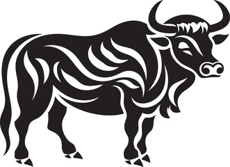 Island Bull Tahitian Inspired Vector Logo Design Pacific Bovine Tahiti Style Bull Icon