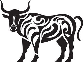 Exotic Elegance Tahiti Inspired Bull Vector Emblem Tiki Toro Bull Graphic in Tahiti Style