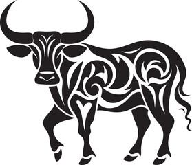 Polynesian Power Bull Icon in Tahiti Style Exotic Elegance Tahiti Inspired Bull Vector Emblem