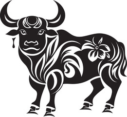 Island Bull Tahitian Inspired Vector Logo Design Pacific Bovine Tahiti Style Bull Icon