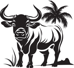Tropic Toros Tahiti Style Bull Vector Logo Island Bull Tahitian Inspired Vector Logo Design