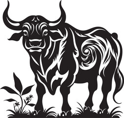 Tribal Tropics Bull Graphic Emblem in Tahiti Style Pacific Pulse Tahiti Style Bull Vector Icon