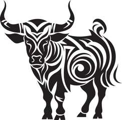 Exotic Elegance Tahiti Inspired Bull Vector Emblem Tiki Toro Bull Graphic in Tahiti Style