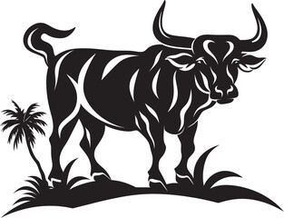 Island Impression Tahitian Bull Vector Symbol Tribal Tropics Bull Graphic Emblem in Tahiti Style