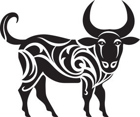 Tropical Taurus Tahiti Style Bull Logo Icon Island Impression Tahitian Bull Vector Symbol