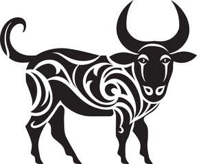 Obraz premium Tropical Taurus Tahiti Style Bull Logo Icon Island Impression Tahitian Bull Vector Symbol