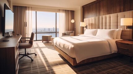 Fototapeta na wymiar Experience Luxurious Comfort in a Stylish and Lavish JW Marriott Hotel Room