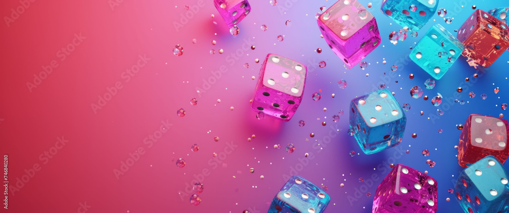 Wall mural april fool font per dice background. colorful background. april fool's day background with copy spac