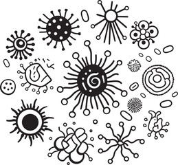 Microbial Marvel Vector Logo Design with Virus and Bacteria Pathogen Power Virus and Bacteria Iconic Graphic Emblem