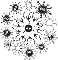 Microbe Melody Bacteria and Virus Design Symbol Microbial Fusion Vector Logo with Virus and Bacteria