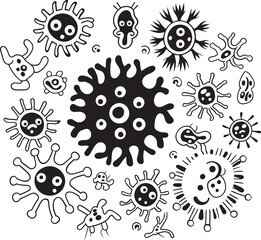 Biohazard Blend Bacteria and Virus Emblem Icon Virulent Variations Vector Logo Featuring Virus and Bacteria