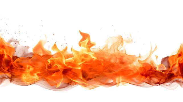 Blazing fire flames isolated on white background