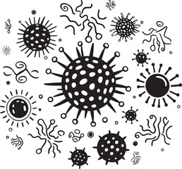 Microscopic Melody Vector Logo Featuring Bacteria and Virus Pathogenic Patterns Graphic Design with Virus and Bacteria