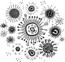 Viral Vectors Bacteria and Virus Emblem in Graphic Design Bacterial Bloom Vector Logo with Pathogens and Microorganisms