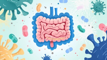 Diagram illustrating the role of probiotics in maintaining gut flora balance and digestive well-being