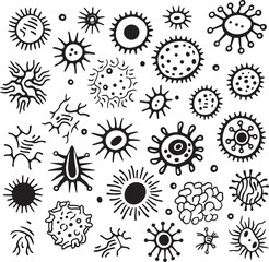 Microbe Magic Vector Logo Design with Bacteria and Virus Pathogenic Patterns Graphic Design with Virus and Bacteria