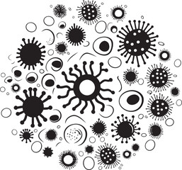 Microbial Marvel Vector Logo Design with Virus and Bacteria Pathogen Power Virus and Bacteria Iconic Graphic Emblem