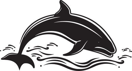 Cresting Waves Vector Icon Graphics Maritime Monarch Whale Symbol Design