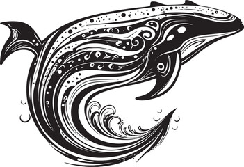 Soaring Seas Vector Logo Icon Ocean Oracle Emblematic Whale Symbol © BABBAN