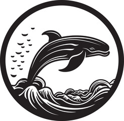 Whalescape Wonder Vector Logo Design Wave Whisperer Emblematic Whale Icon