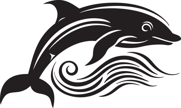 Ocean Oracle Vector Emblem Design Tidal Triumph Emblematic Whale Logo