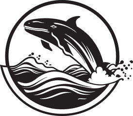 Obraz premium Nautical Nobility Vector Logo with a Whale Whale Wonder Graphic Symbol of the Ocean