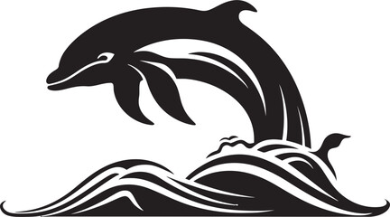 Whale Song Emblematic Design of the Deep Majestic Leviathan Whale Vector Logo Design © BABBAN