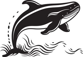 Marine Monarch Whale Design Icon Nautical Nobility Vector Logo with a Whale