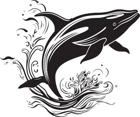 Nautical Nobility Vector Logo with a Whale Whale Wonder Graphic Symbol of the Ocean