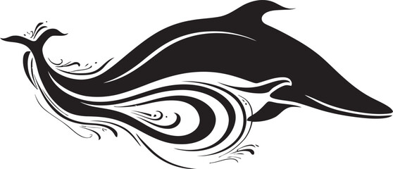 Whale Song Emblematic Design of the Deep Majestic Leviathan Whale Vector Logo Design