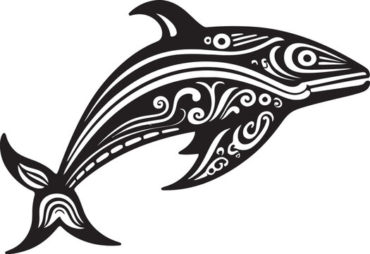 Whale Song Emblematic Design of the Deep Majestic Leviathan Whale Vector Logo Design