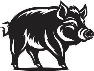 Feral Boar Vector Iconic Logo Design Savage Swine Wild Boar Icon Graphics