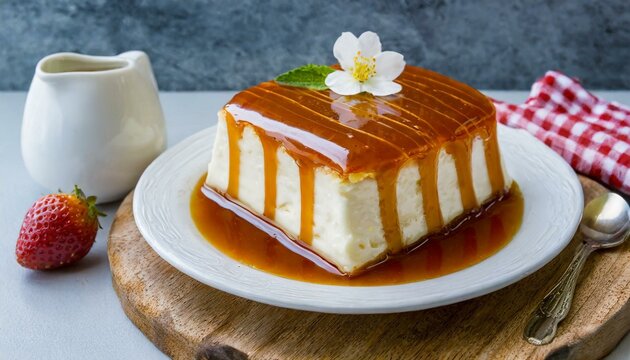 Turkish traditional caramel trilece dairy dessert cake 