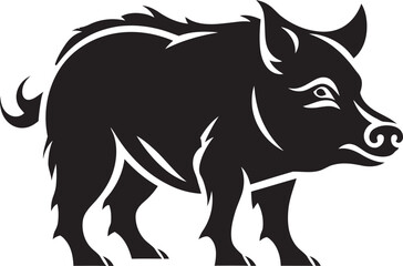 Tusked Tempest Wild Boar Vector Symbol Rampant Roar Emblematic Logo Design