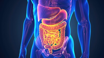 Detailed illustration of the digestive system, showcasing the importance of a well-functioning gut