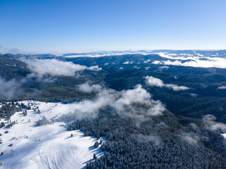 Obraz premium Aerial view of Rila mountain near Belmeken Dam, Bulgaria