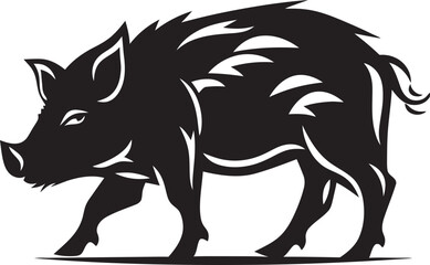 Ferocious Front Emblematic Logo Design Tusker Tempest Iconic Boar Vector Icon