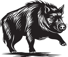 Ferocious Front Iconic Boar Symbol Primeval Roar Wild Boar Vector Emblem
