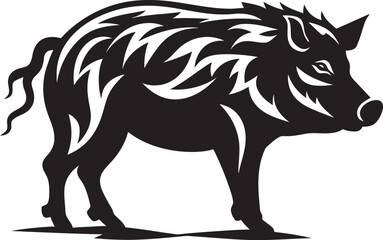 Tribal Tusks Vector Wild Boar Emblem Wrathful Roar Iconic Boar Symbol Design