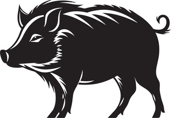 Ferocious Front Vector Boar Icon Design Tribal Tusk Iconic Logo with Wild Boar