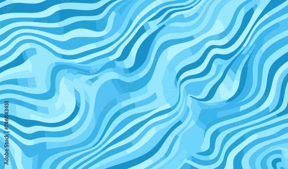 Poster Light blue zebra pattern with wavy lines, seamless pattern vector distorted wallpaper