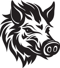 Boar Battalion Iconic Logo with Wild Boar Roaring Rampage Wild Boar Emblematic Icon