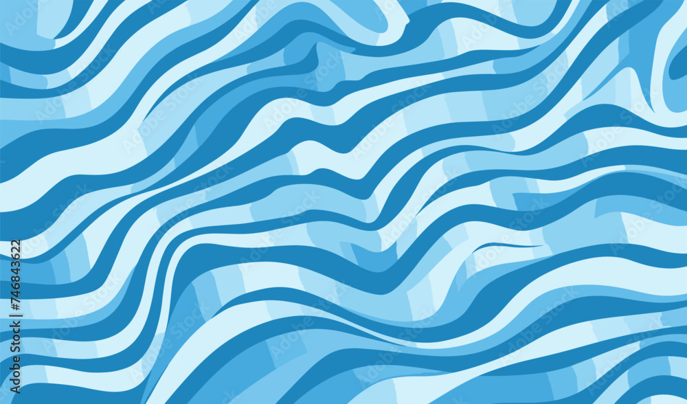 Poster light blue zebra pattern with wavy lines, seamless pattern vector distorted wallpaper