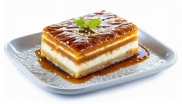 Turkish traditional caramel trilece dairy dessert cake